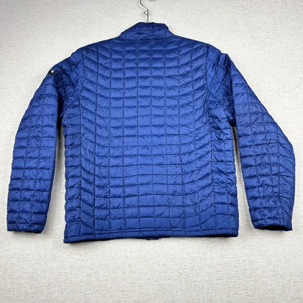 Ben Sherman Mens Blue Grid Quilted Puffer Jacket Full Zip Ripstop Large RN74299